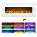 Hastings Home Hastings Home 50-inch Electric Fireplace, Wall Mount, 10 LED Flame Colors, 3 Media Options, (White) 452047CHP